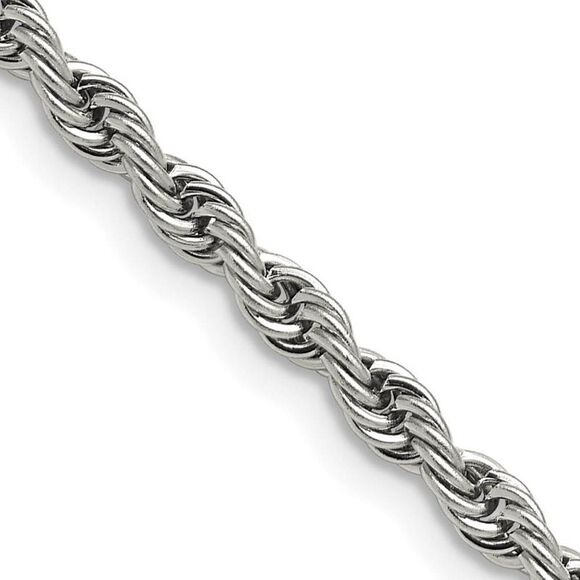 Men's 4mm Stainless Steel Rope Chain Necklace 24 Inch